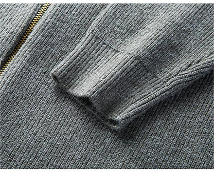 Herenvest Donkere Slimfit Trui met Rits en Kap