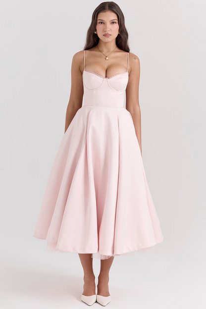 Midi-Jurk met Tule Rok Elegante Vrouwelijke Zomerjurk