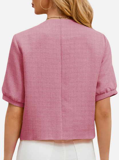 Dames Cropped Blazer Jas Tweed Pasvorm