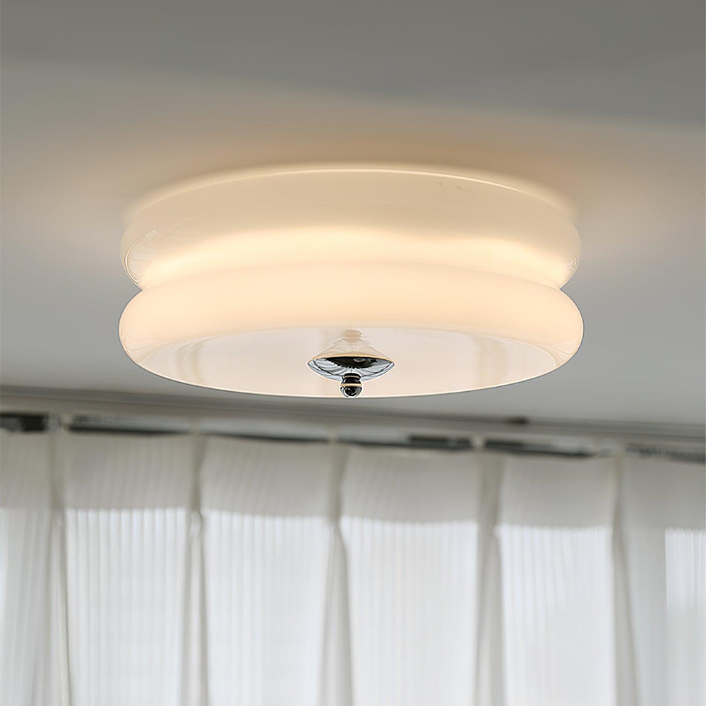 LED plafondlamp glas metaal crème 13 cm slaapkamer woonkamer art deco plafondverlichting rond warm licht neutraal licht wit licht