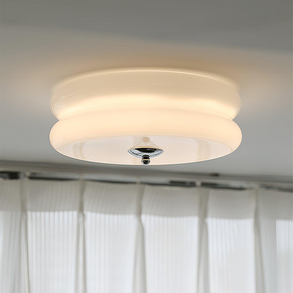 LED plafondlamp glas metaal crème 13 cm slaapkamer woonkamer art deco plafondverlichting rond warm licht neutraal licht wit licht