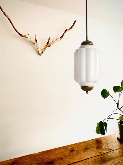 Vintage Glazen Hanglamp met Nostalgische Uitstraling – Verfijnde Verlichting voor Eetkamer en Keuken