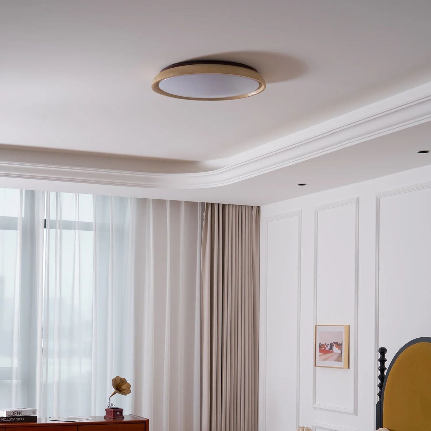 Depiara plafondlamp travertin hout LED 3000K beige plafondverlichting woonkamer slaapkamer hal badkamer modern minimalistisch