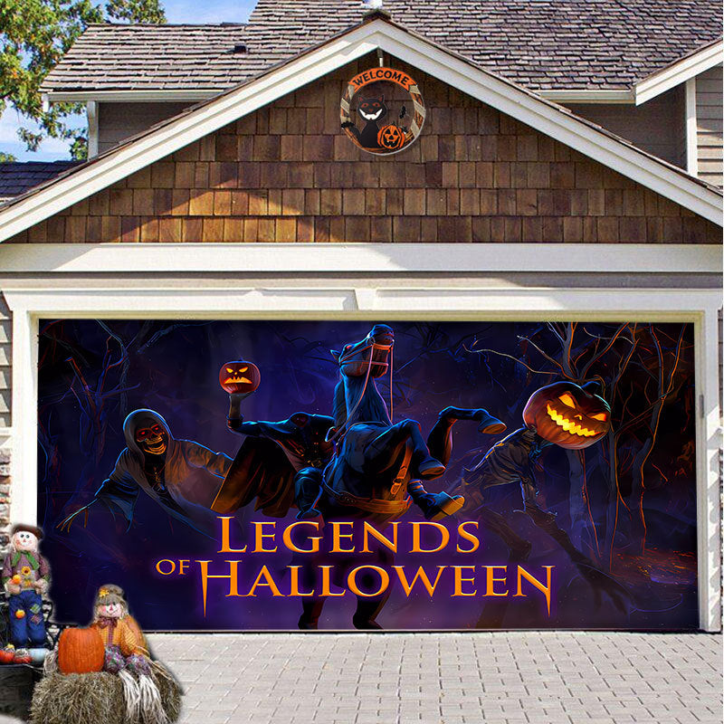 Halloween Garagedeur Decoratie Spookachtige Bedrukking Schaduwdoek Herbruikbaar Horror Sfeer Doek Waterdicht Buiten Feestversiering