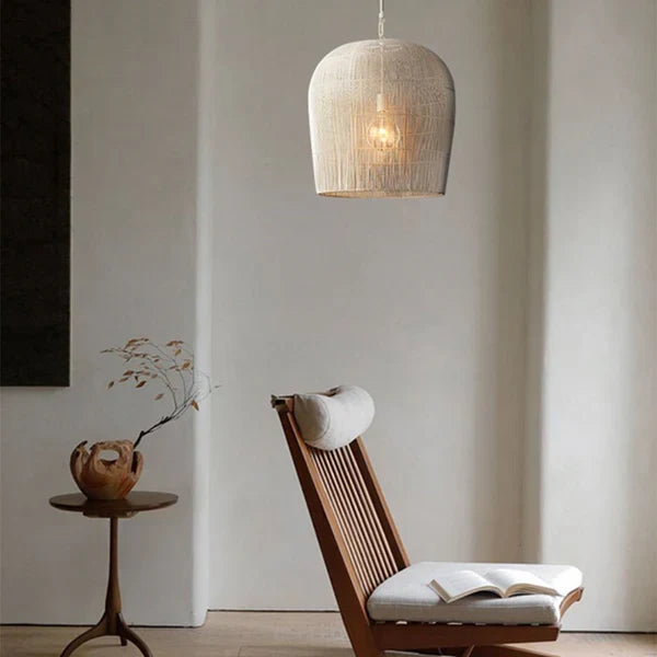 Japandi Rotan Hanglamp Handgeweven Wit Zwart Rond 31cm tot 61cm Eetkamer Woonkamer