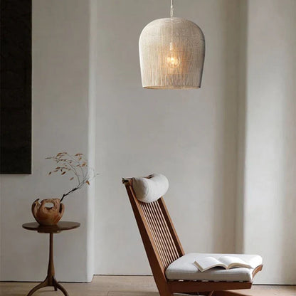 Japandi Rotan Hanglamp Handgeweven Wit Zwart Rond 31cm tot 61cm Eetkamer Woonkamer