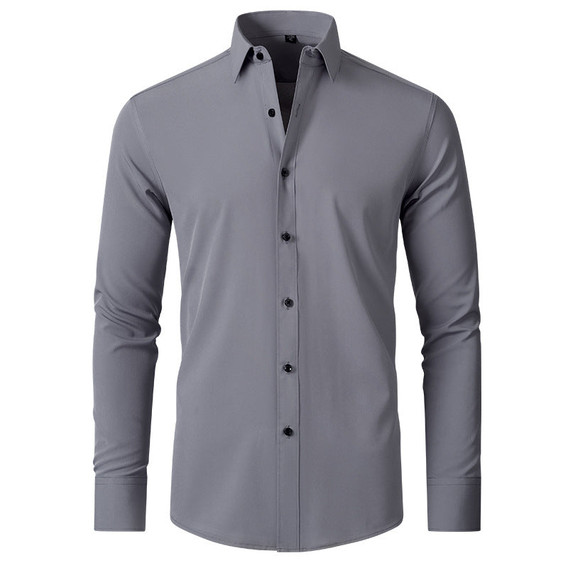 Herenshirt Lange Mouwen Slim Fit Stretch Met Stropdas