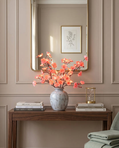 Decoratieve LED Verlichtingstak met Natuurlijke Bloesemvorm 70cm – Flexibele Sfeerverlichting voor Vazen en Schoorsteenmantels