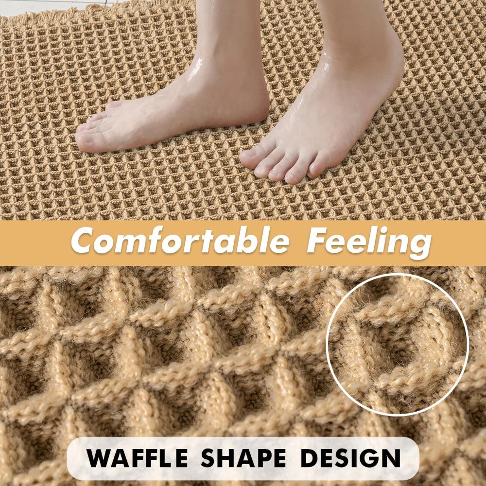 Badmat Wafelstructuur Absorberend Antislip Beige Badkamer Douchemat Sneldrogend Zacht Vloermat Spa Stijl