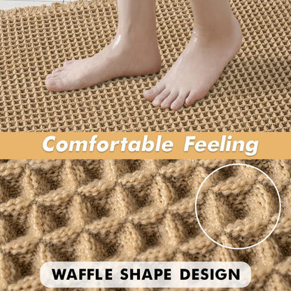 Badmat Wafelstructuur Absorberend Antislip Beige Badkamer Douchemat Sneldrogend Zacht Vloermat Spa Stijl