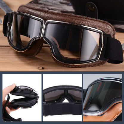 Retro Motorgoggles met Beschermglazen en Verstelbare Band