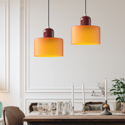 Lismeno Retro Hanglamp Glas 15cm Groen Oranje Eettafel Keuken Vintage Verlichting Compact