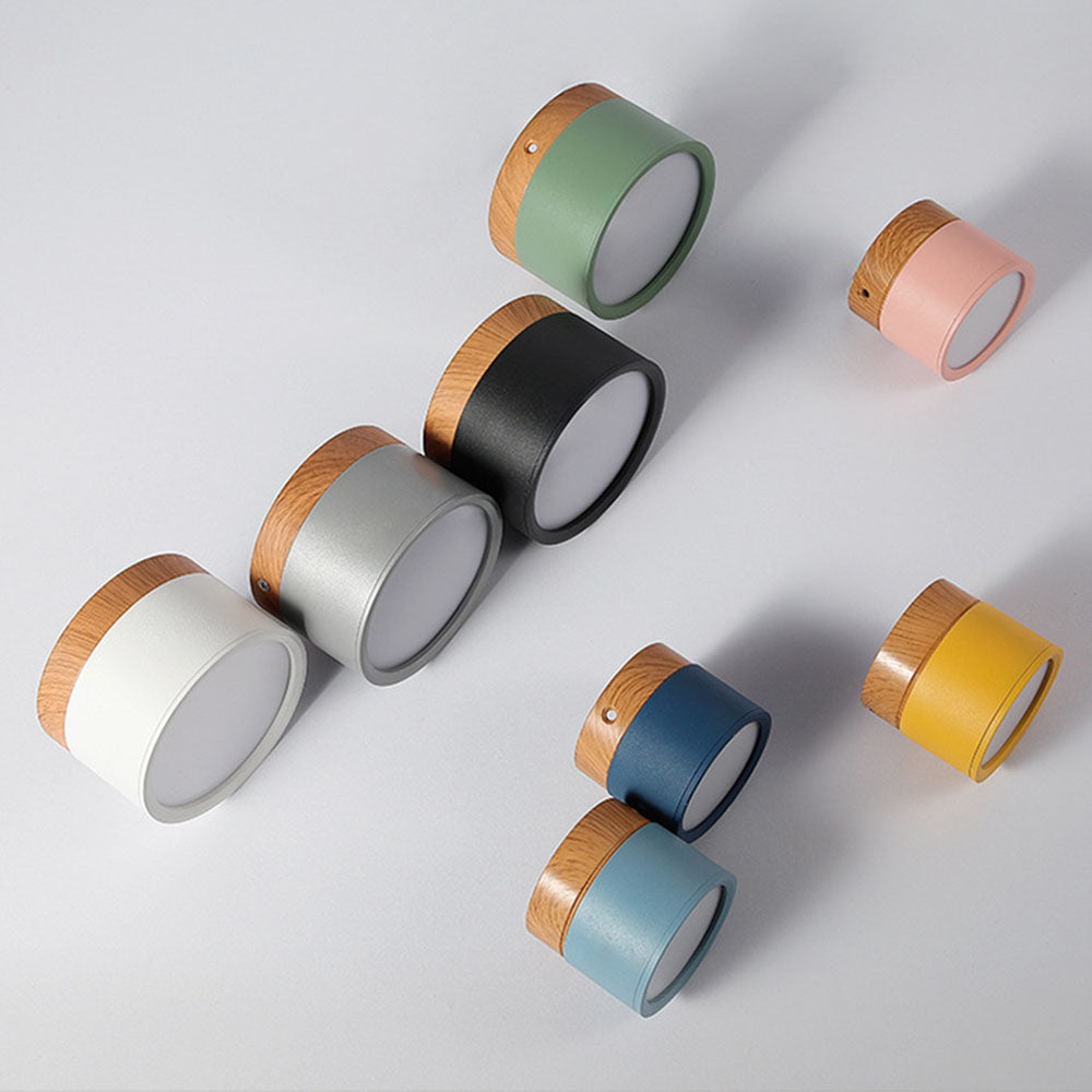 Cylinder kleine plafondlamp LED hout modern plafond hal woonkamer compact design