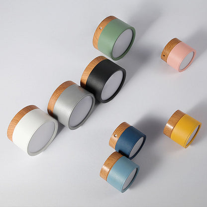 Cylinder kleine plafondlamp LED hout modern plafond hal woonkamer compact design