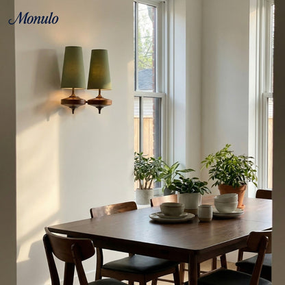 Retro Wandlamp met Stoffen Kap – Vintage Verlichting voor Slaapkamer