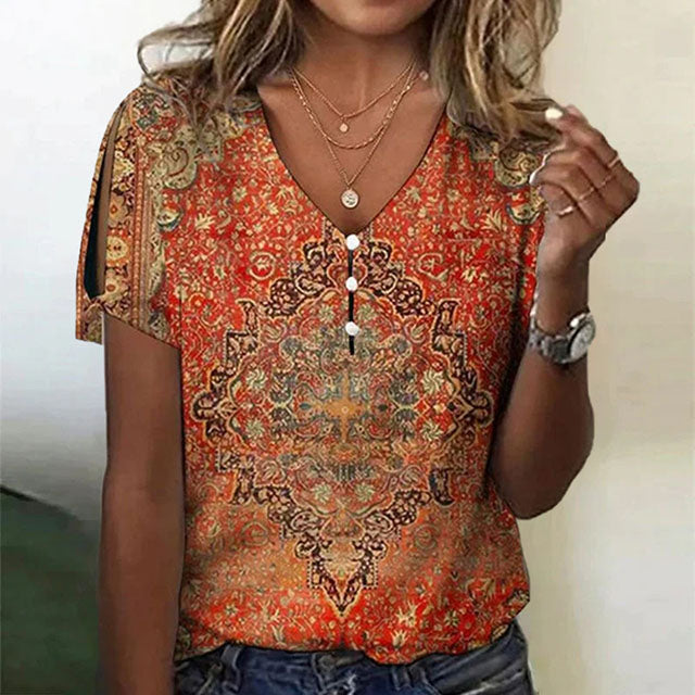 Vrouwelijke Zomerse Shirt Casual Korte Mouw - StudioMarella