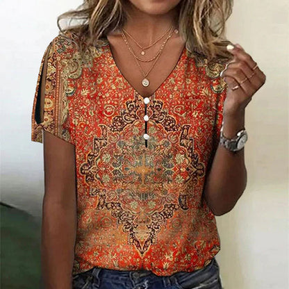 Vrouwelijke Zomerse Shirt Casual Korte Mouw - StudioMarella