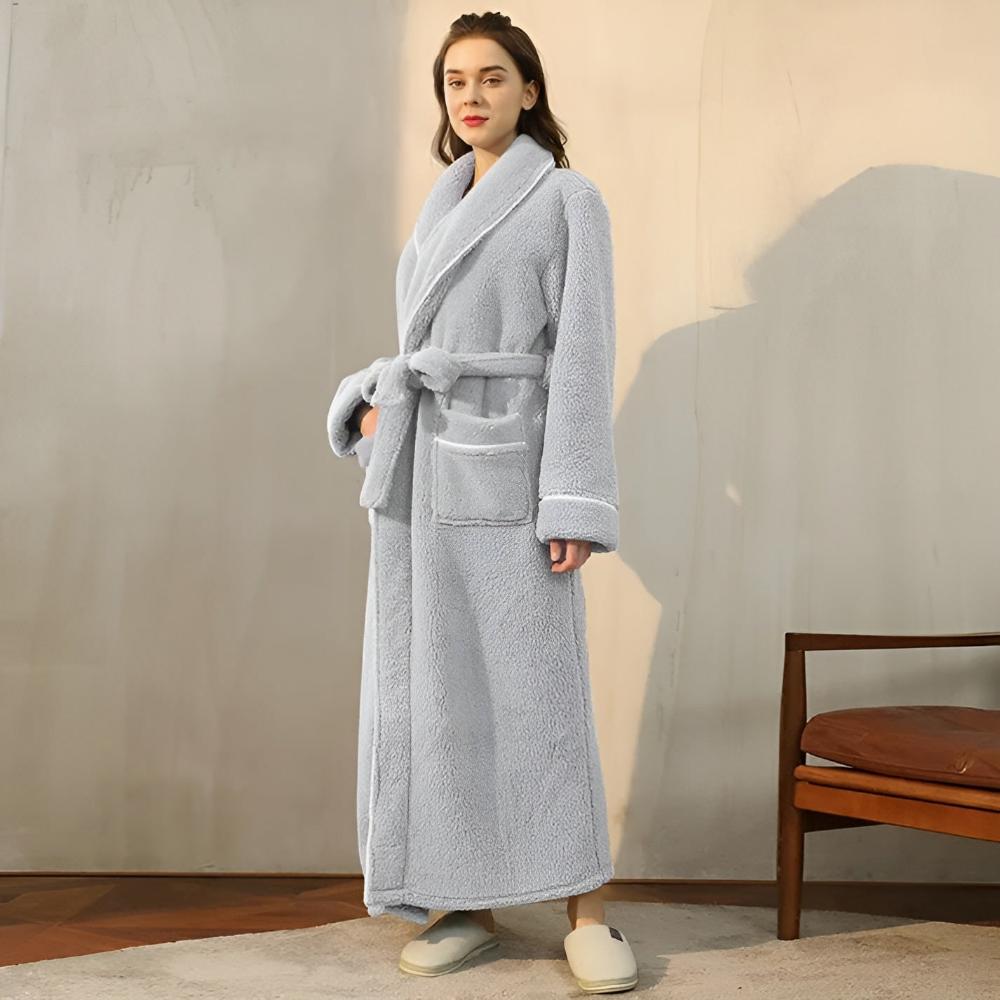 Sherpa Coral Fleece Badjas met Shawlkraag Unisex Loungewear Comfortabel Huis Huispak Zachte Fleece Ochtendjas