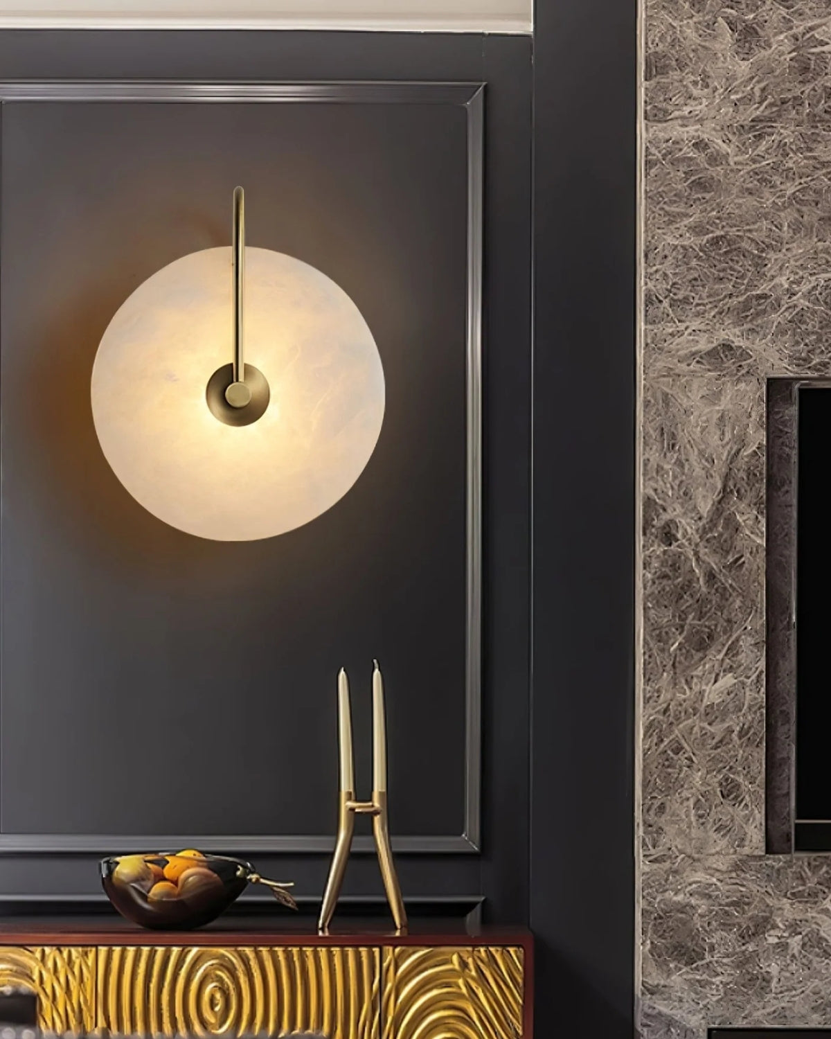 Ronde LED Wandlamp Acrylaat 20-25cm Zwart Goud Warm Licht Slaapkamer Hal