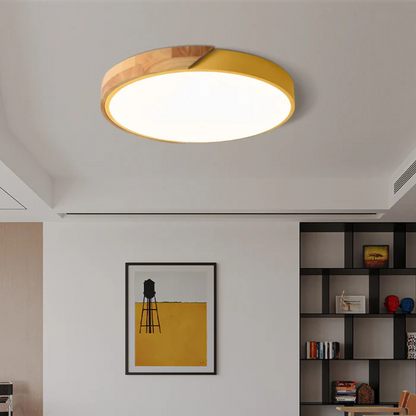 Plafondlamp Rond Hout Scandinavisch LED Warm Licht Acryl Natuurlijk Design