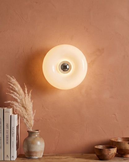 NARA Sculptural Donut Lamp met 3 Kleurtemperaturen – Dimbare Glazen Tafellamp Bauhaus Design Touch Control Wandmonteerbaar Ambient Lighting