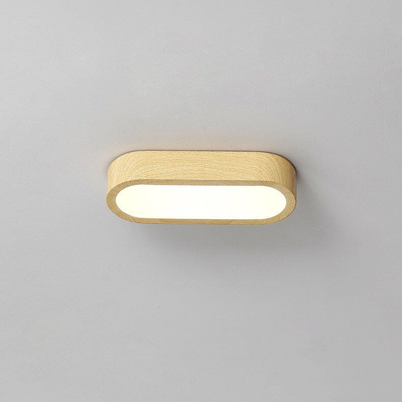 Plafondlamp Hout met Ingebouwde LED 8W – Moderne Flush Mount Verlichting in Natuurlijke Houtnerf Finish