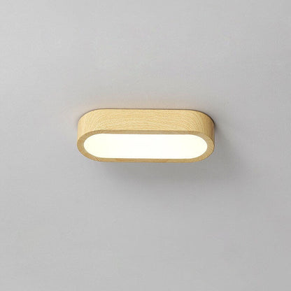 Plafondlamp Hout met Ingebouwde LED 8W – Moderne Flush Mount Verlichting in Natuurlijke Houtnerf Finish