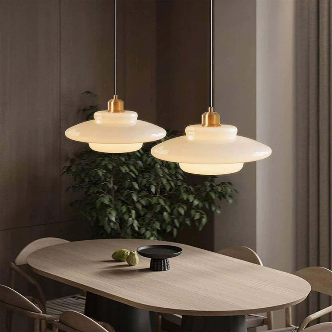 Hanglamp Glas E27 Goud Rond Woonkamer Eettafel Keuken Organisch Design Sfeerverlichting Modern Interieur