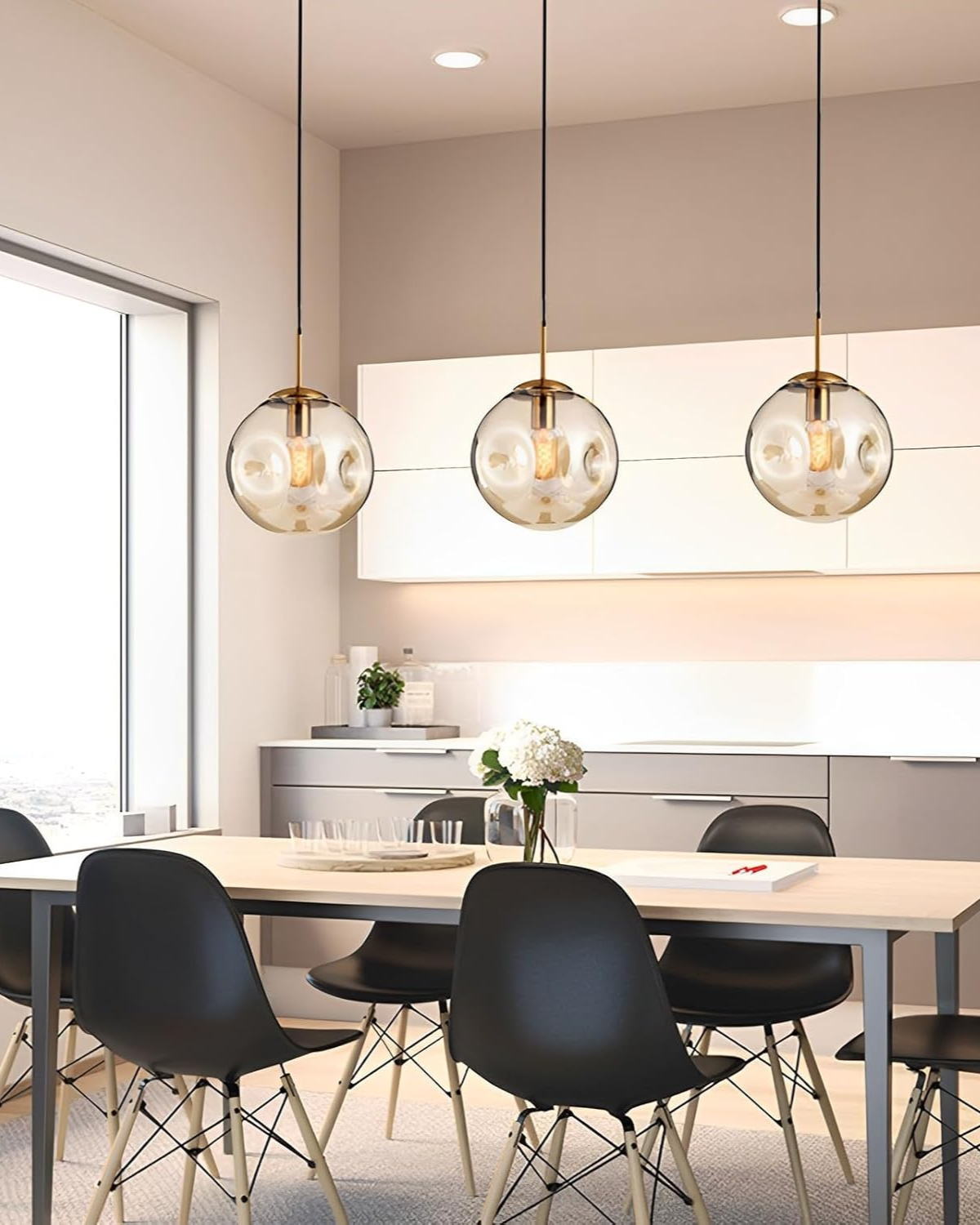 Glazen Hanglamp Bol met Structuur Grijs Bruin Rood Groen Amber Eetkamer Woonkamer