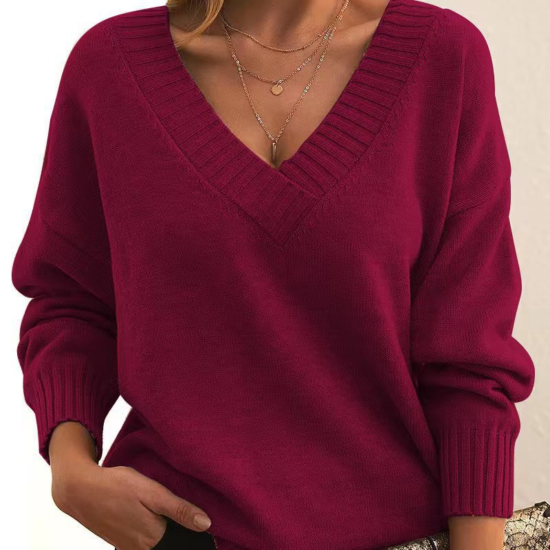Dames Trui Gebreid V-hals Elegante Basisstijl