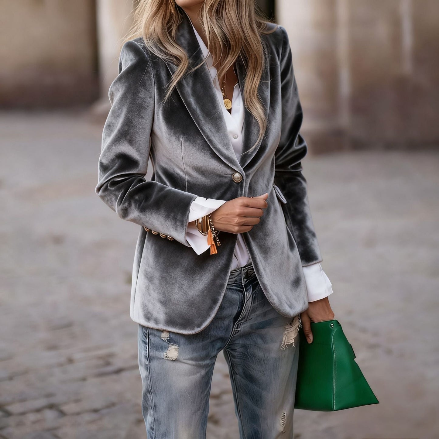 Dames Blazer Fluwelen Stijlvol en Trendy