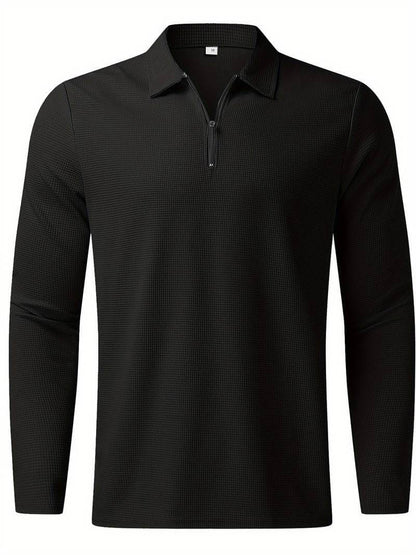Heren Wafelshirt Lange Mouwen V-Hals Katoen