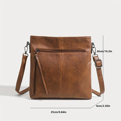 Vierkante Retro Schoudertas Bruin Crossbody Damestas Compacte Stijlvolle Schoudertas Dagelijks Gebruik