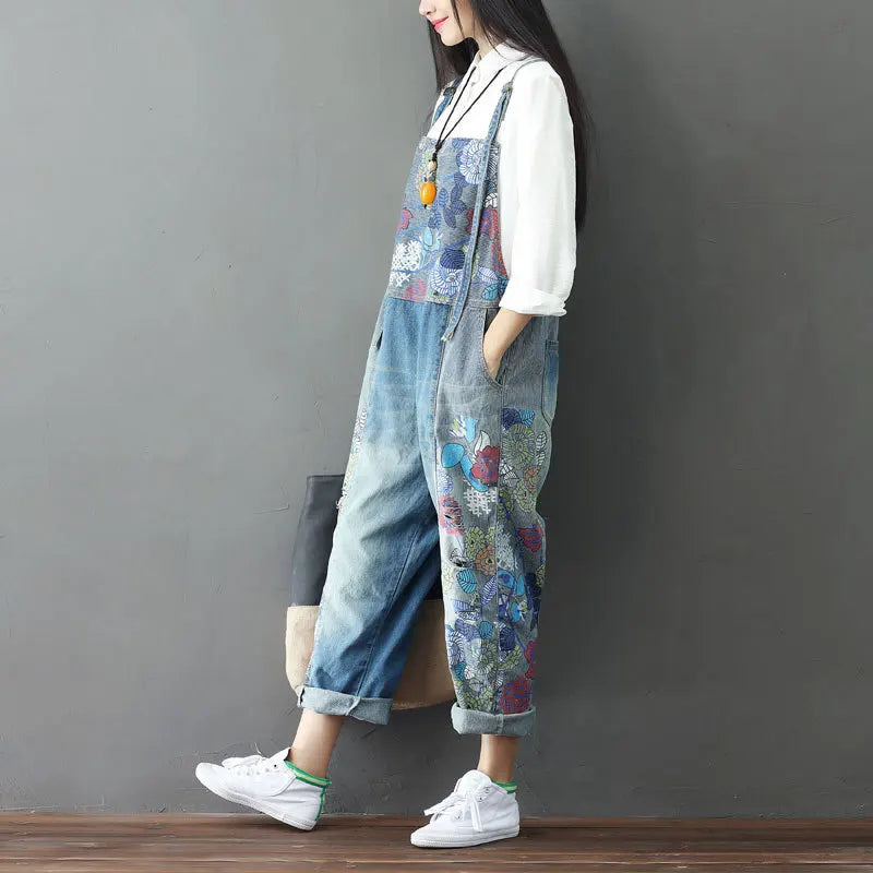 Vrouwelijke Jumpsuit Retro Denim Stijl