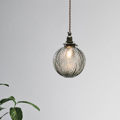 Glazen Hanglamp met Veerdesign – Rookgrijs of Transparant Glas – E14 Fitting – Koloniale Stijl
