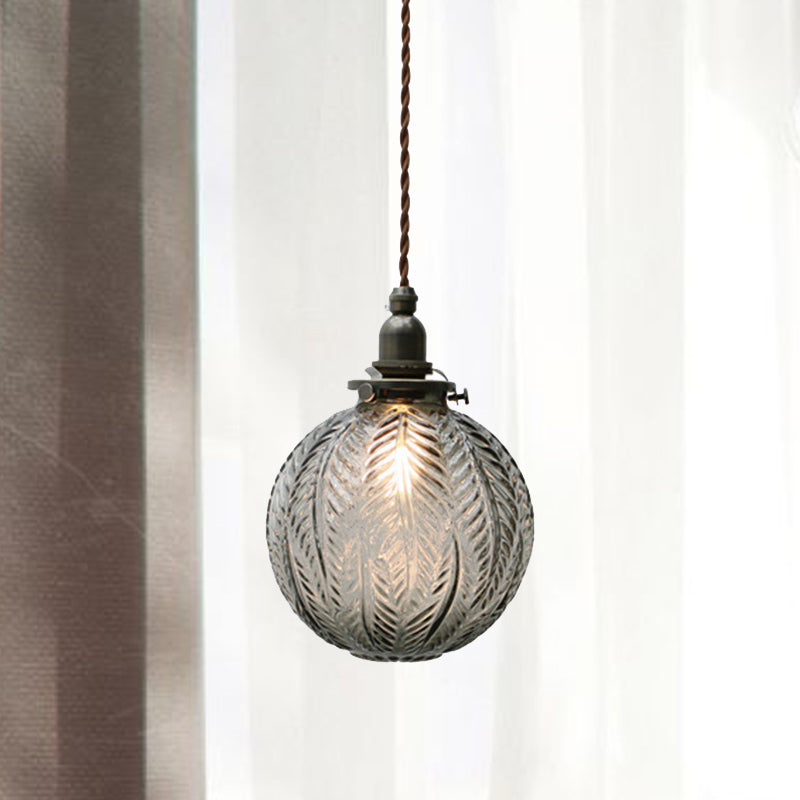 Glazen Hanglamp met Veerdesign – Rookgrijs of Transparant Glas – E14 Fitting – Koloniale Stijl