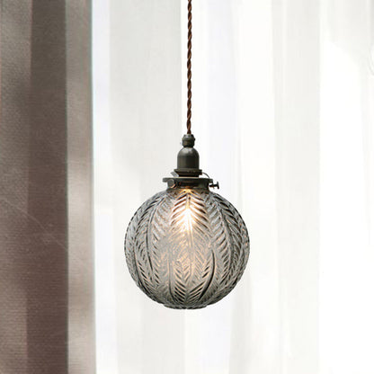 Glazen Hanglamp met Veerdesign – Rookgrijs of Transparant Glas – E14 Fitting – Koloniale Stijl