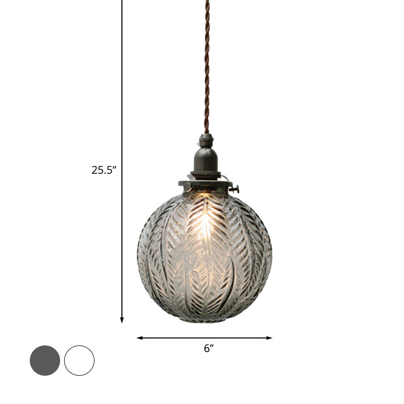 Glazen Hanglamp met Veerdesign – Rookgrijs of Transparant Glas – E14 Fitting – Koloniale Stijl