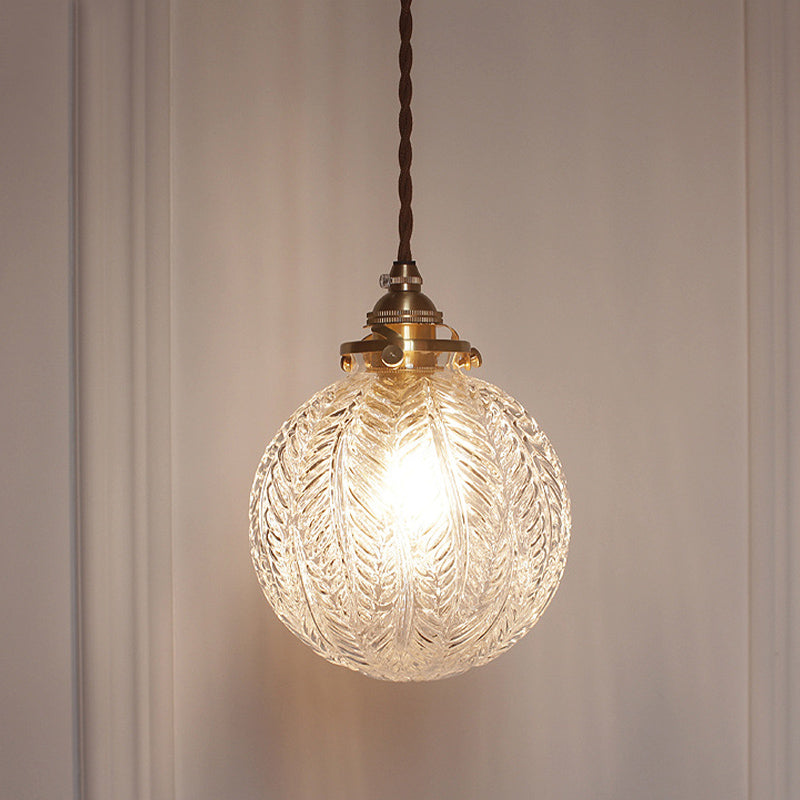 Glazen Hanglamp met Veerdesign – Rookgrijs of Transparant Glas – E14 Fitting – Koloniale Stijl