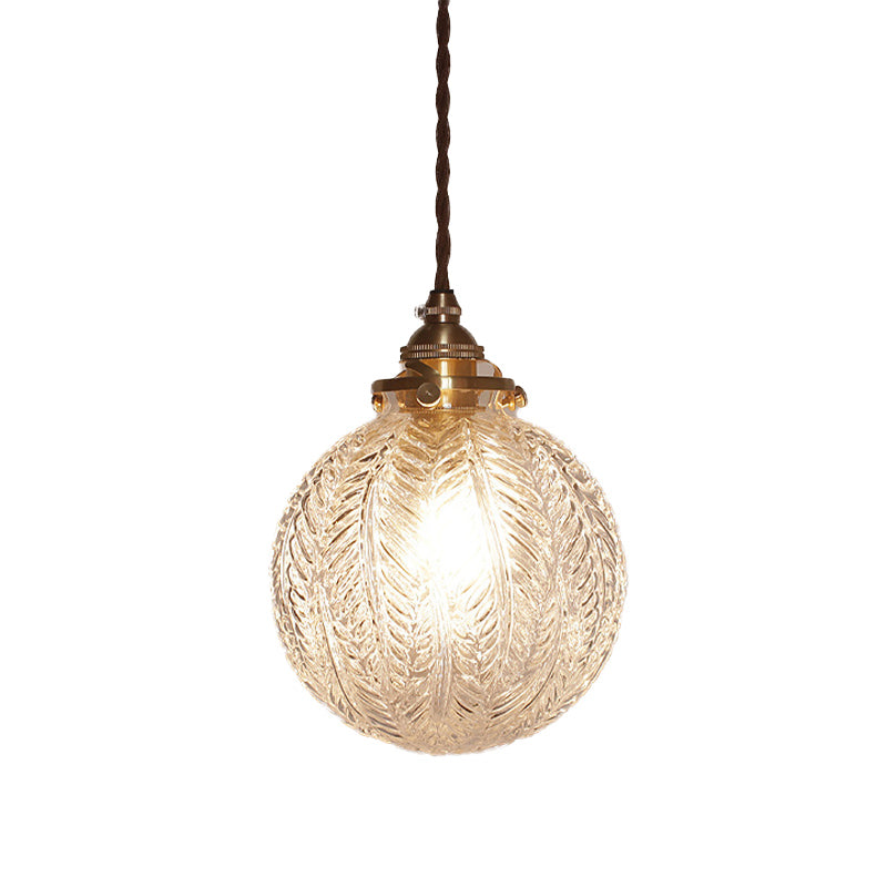 Glazen Hanglamp met Veerdesign – Rookgrijs of Transparant Glas – E14 Fitting – Koloniale Stijl