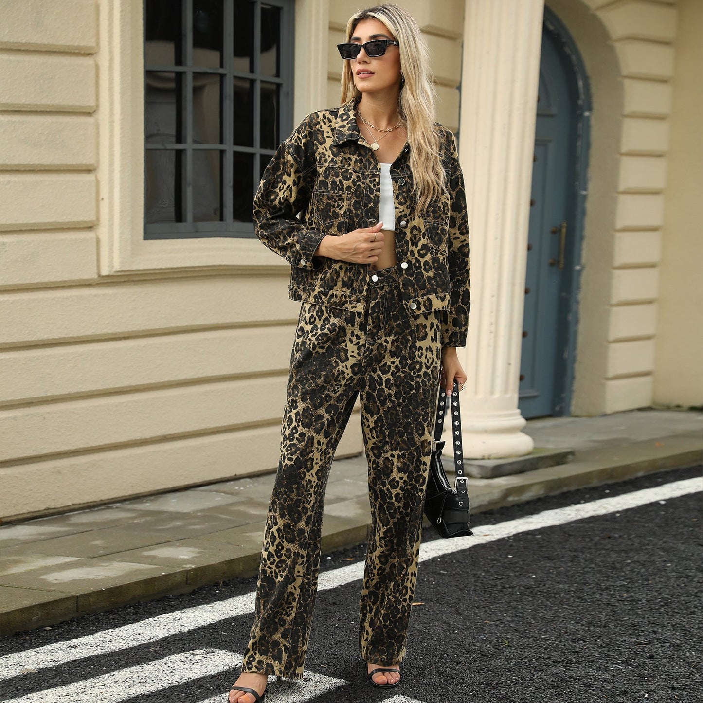 Dames Jas Leopard Print Streetwear Modieus