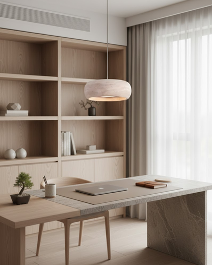 Vintage Hanglamp Crème Steentextuur Wabi Sabi Design | Scandinavische Eetkamer Verlichting Natuurlijke Sfeer Minimalistisch Interieur