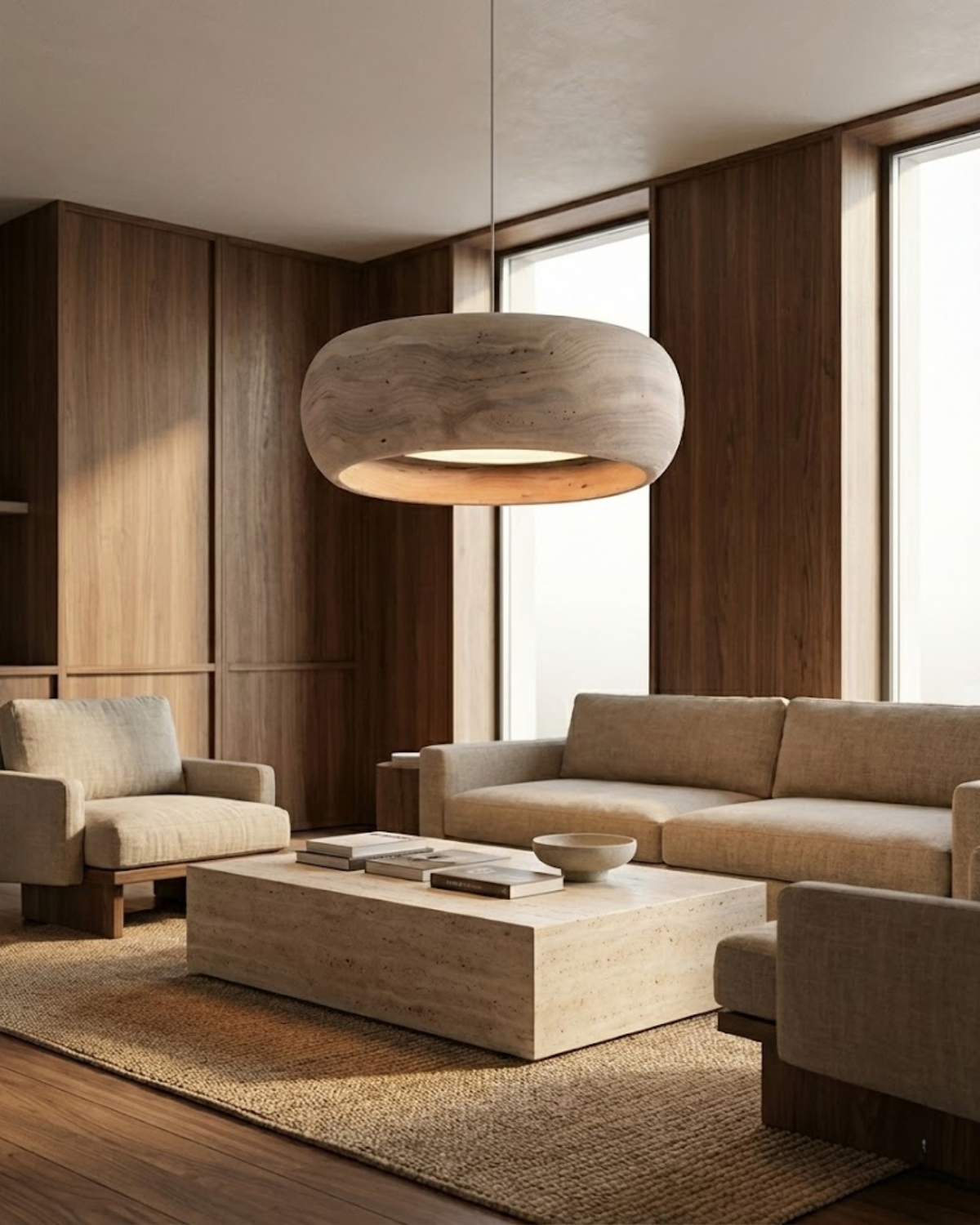 Vintage Hanglamp Crème Steentextuur Wabi Sabi Design | Scandinavische Eetkamer Verlichting Natuurlijke Sfeer Minimalistisch Interieur