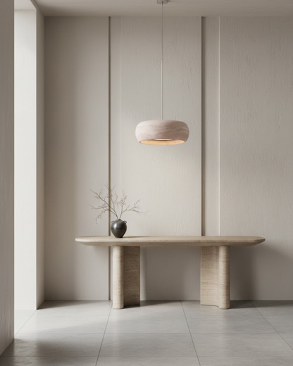 Vintage Hanglamp Crème Steentextuur Wabi Sabi Design | Scandinavische Eetkamer Verlichting Natuurlijke Sfeer Minimalistisch Interieur