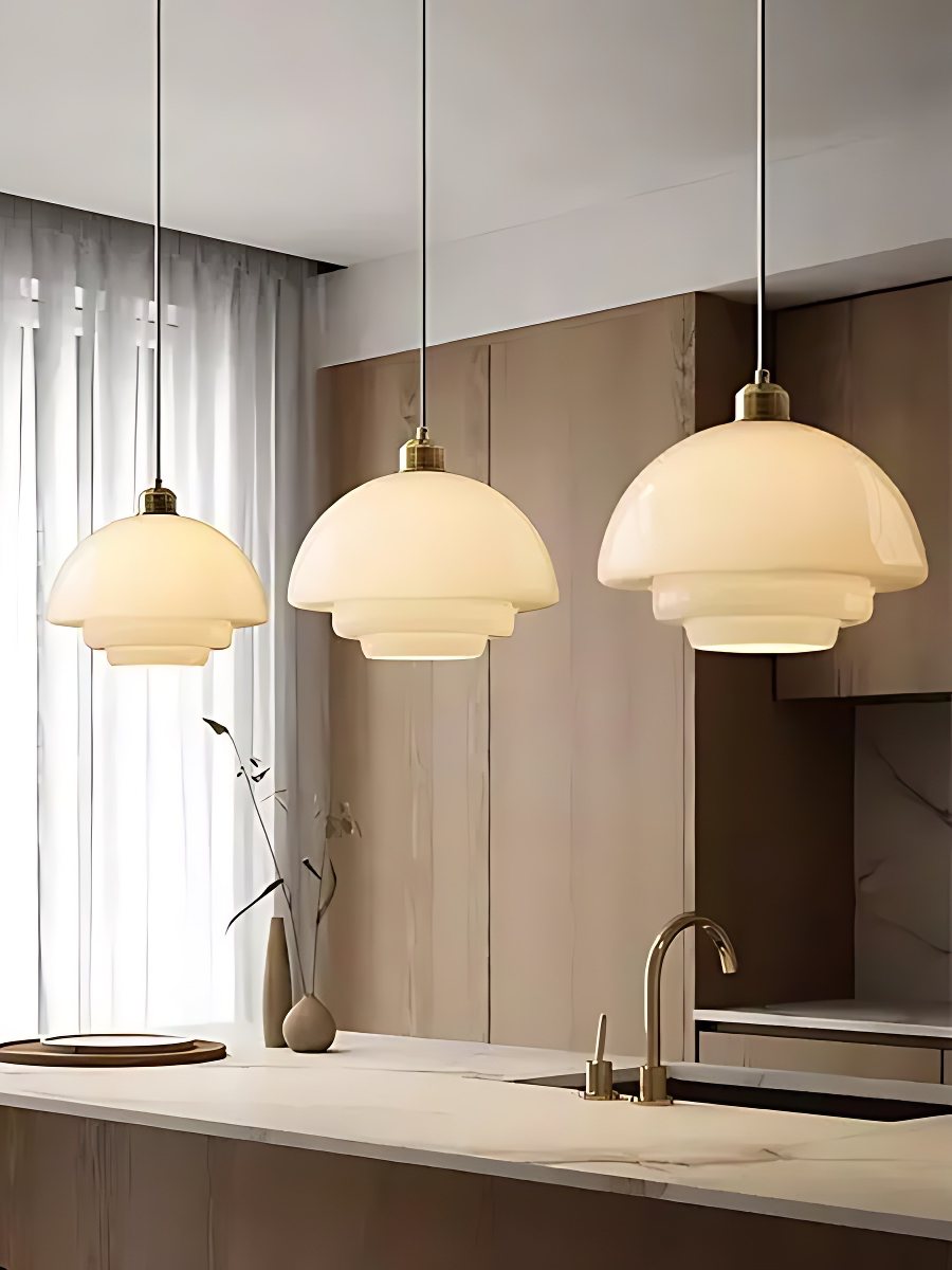 Glazen Hanglamp met Gelaagd Design – Melkwit Matglas voor Eetkamer en Woonkamer