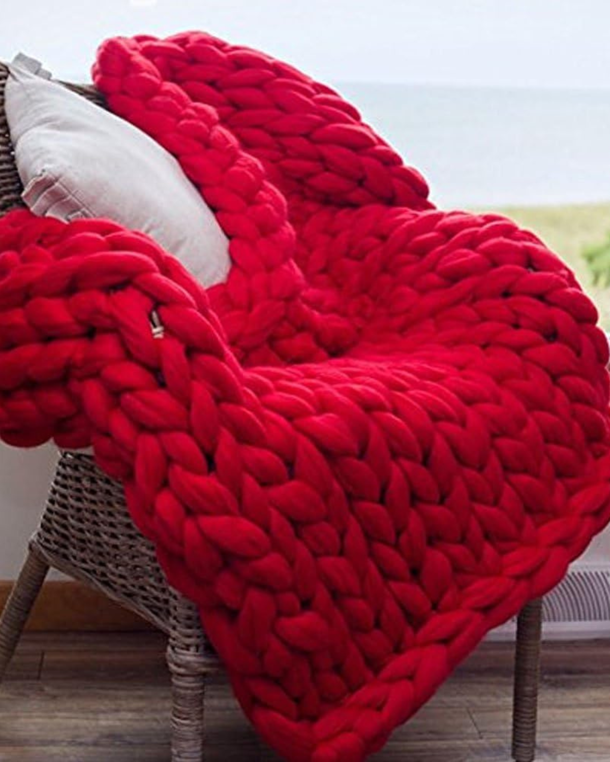 Handgebreid Chunky Plaid – Dik Gebreide Deken in Zachte Chenille voor Bank en Bed