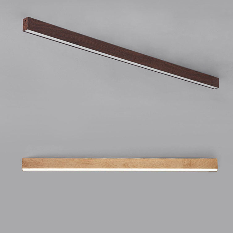 LED Plafondlamp Hout Langwerpig Aluminium Woonkamer Slaapkamer 60cm 100cm 120cm Ingebouwde LED Lijnlamp Houten Plafonnière Japandi