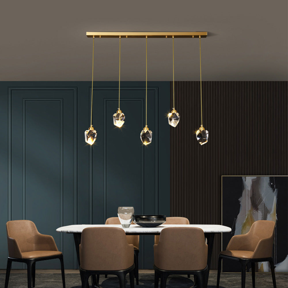 Hanglamp Glas Metaal Goud Verstelbaar Eettafel Woonkamer Keukeneiland Druppelvorm Designlamp Sfeerverlichting