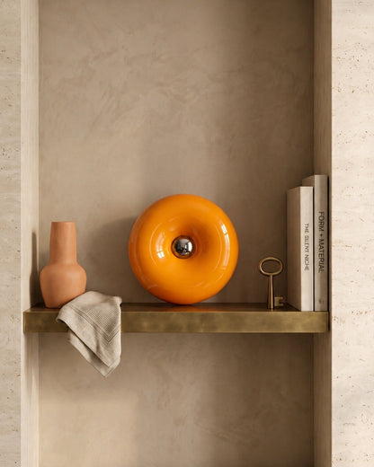 NARA Sculptural Donut Lamp met 3 Kleurtemperaturen – Dimbare Glazen Tafellamp Bauhaus Design Touch Control Wandmonteerbaar Ambient Lighting