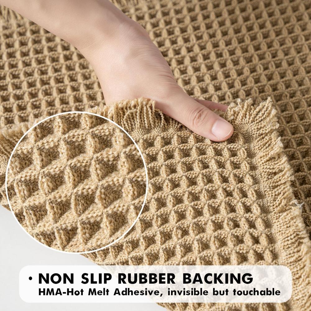 Badmat Wafelstructuur Absorberend Antislip Beige Badkamer Douchemat Sneldrogend Zacht Vloermat Spa Stijl